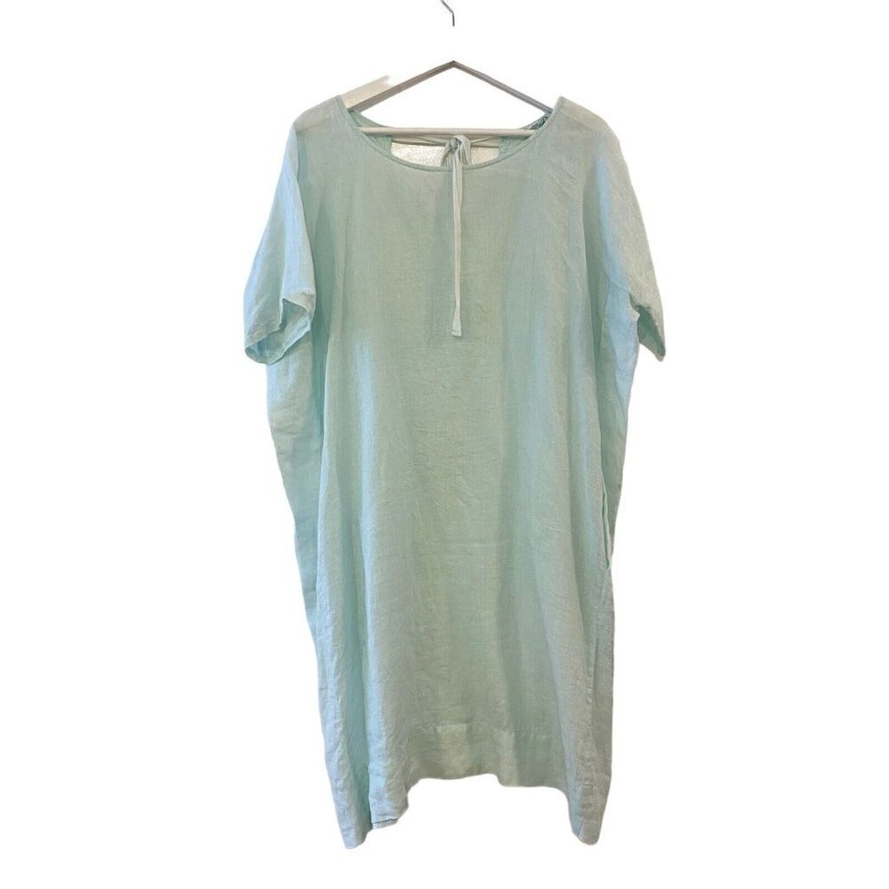Eileen fisher Light blue handkerchief linen drop sleeve shift dress Size Small